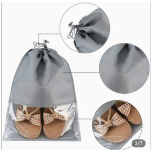 travel shoe storage bag with clear window โ non woven & pvc
