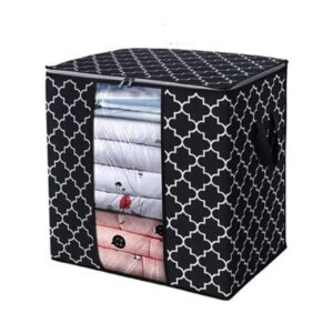 foldable black quilt storage bag – bedding & clothes organizer