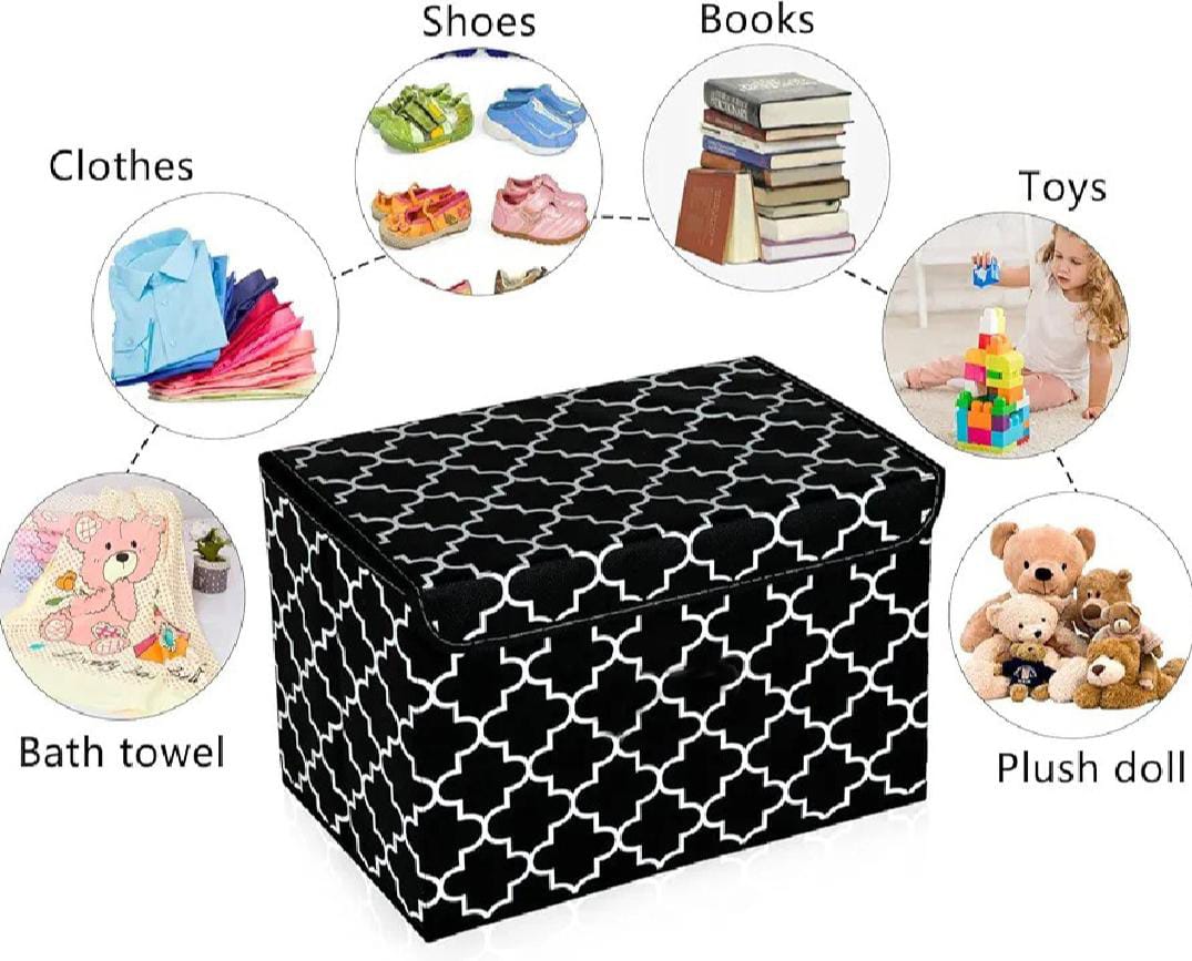 kids toy storage bin – flip top, foldable organizer (printed) short description: