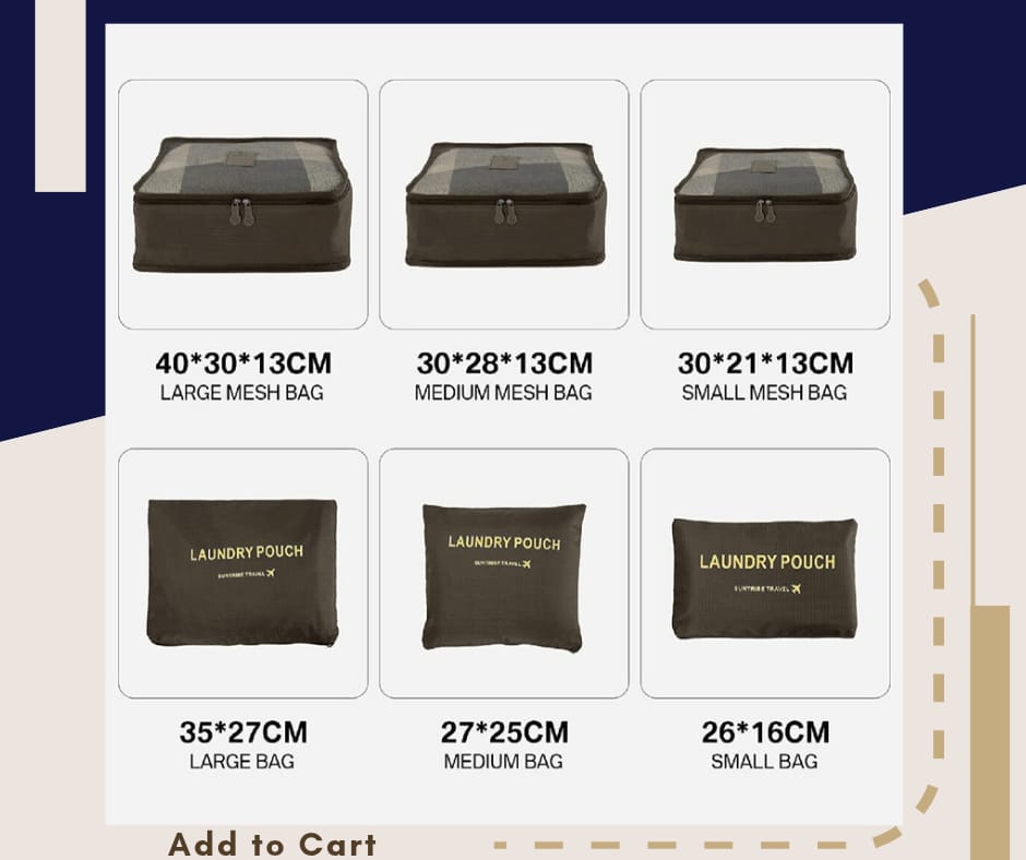 6 piece travel storage bag set โ luggage & wardrobe organizer