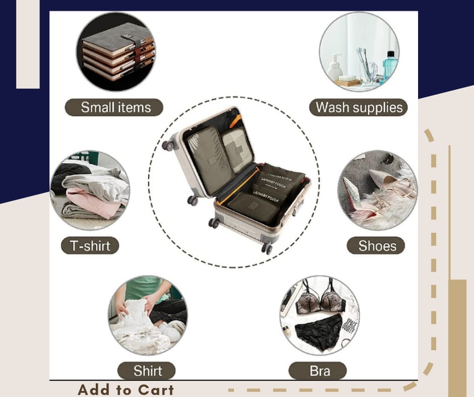 6 piece travel storage bag set โ luggage & wardrobe organizer