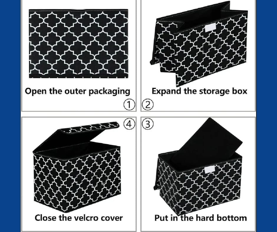 kids toy storage bin – flip top, foldable organizer (printed)