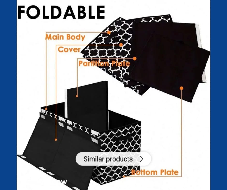 kids toy storage bin – flip top, foldable organizer (printed)