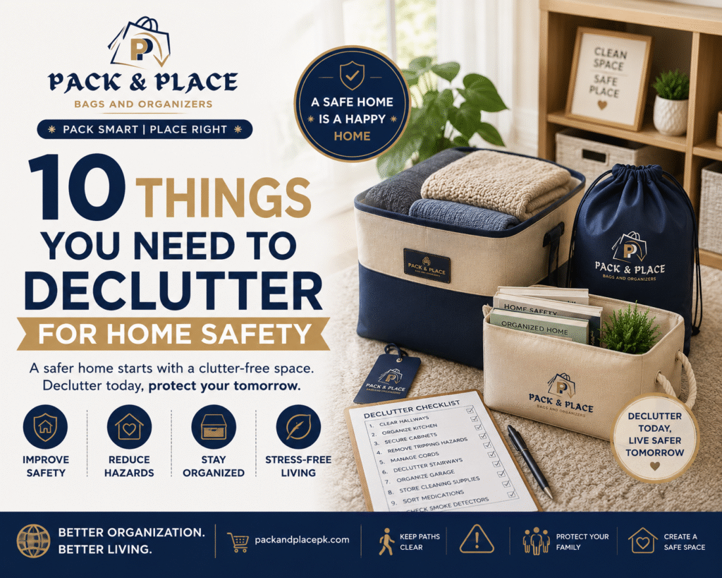 Pack & Place branded home safety guide — 10 things to remove from your home now for a clutter-free, safer life